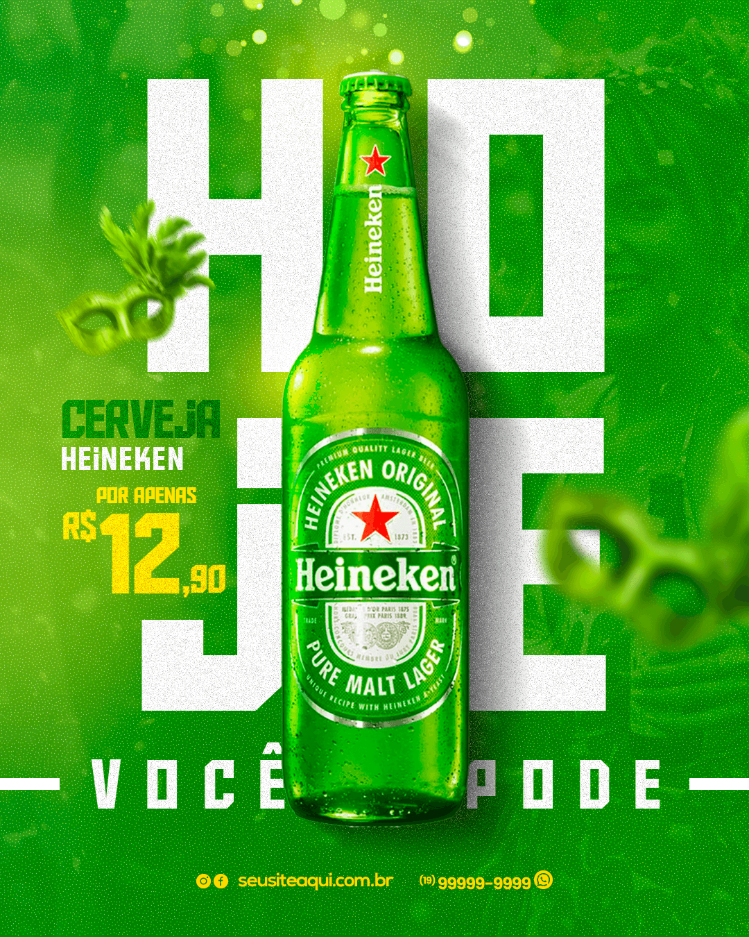 60 PSD Oferta de Carnaval Cerveja Heineken Folia Editável Feed